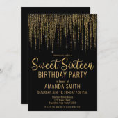 Invitation Parties scintillant d'or frange rideau doux 16 Inv (Devant / Derrière)