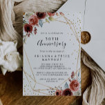 Invitation Parties scintillant d'or géométrique 50e anniversa<br><div class="desc">Cette parties scintillant d'or géométrique 50e anniversaire mariage est parfait pour un simple anniversaire mariage. Le design est composé de belles fleurs peintes à la main rose, rousse, bleue et bordeaux, associées à un feuillage vert, qui ornent un cadre de parties scintillant en or géométrique. Changez le numéro pour célébrer...</div>