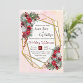 Invitation Parties scintillant d'or géométrique Fleurs bordea (Debout devant)