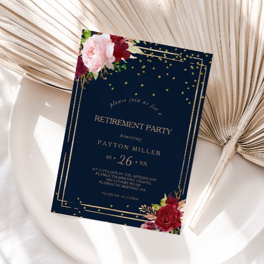 Invitation Parties scintillant d'or géométrique Parti de retr