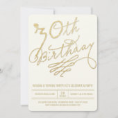 Invitation Parties scintillant d'or Glam Adulte 30e anniversa (Devant)