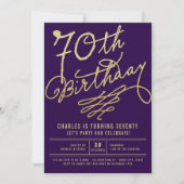 Invitation Parties scintillant d'or Glam Adulte 70e anniversa (Devant)