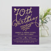 Invitation Parties scintillant d'or Glam Adulte 70e anniversa (Debout devant)