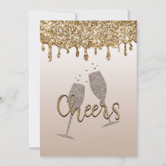 Invitation Parties scintillant d'or Glam Bubbly Fiançailles d (Dos)