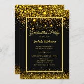Invitation Parties scintillant d'or Glam moderne (Devant / Derrière)