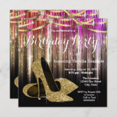 Invitation Parties scintillant d'or Glam talon haute chaussur (Devant / Derrière)