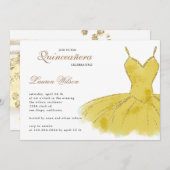 Invitation Parties scintillant d'or Gown Quinceanera Invitati (Devant / Derrière)