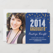 Invitation parties scintillant d'or GRADUATE 2014 confetti ro (Devant)