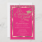 Invitation Parties scintillant d'or Graduation Cap Diamants G (Devant)