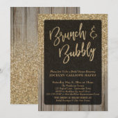 Invitation Parties scintillant d'or Grange bois Brunch & Bubb (Devant / Derrière)