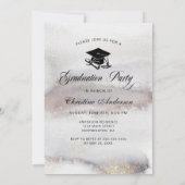 Invitation Parties scintillant d'or gris moderne Photo Gradua (Dos)