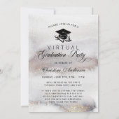 Invitation Parties scintillant d'or gris photo Virtual Gradua (Dos)