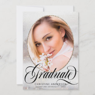 Invitation Parties scintillant d'or gris photo Virtual Gradua