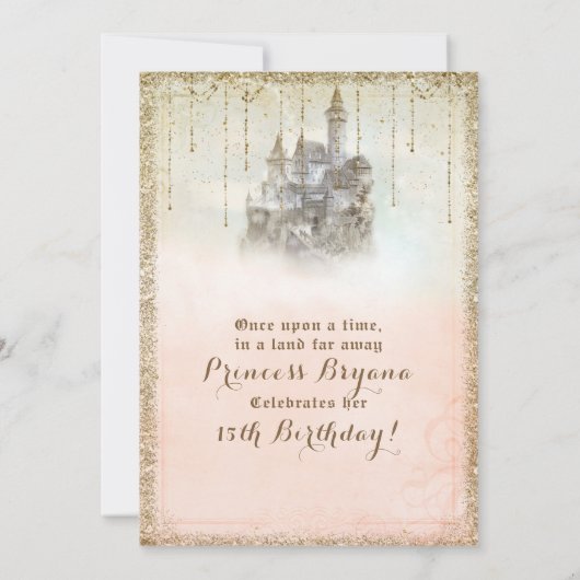 Invitation Parties scintillant d'or Histoire Livre de Conte C (Dos)