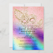 Invitation Parties scintillant d'or Holographie Masquerade Sw (Devant)