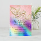 Invitation Parties scintillant d'or Holographie Masquerade Sw (Debout devant)