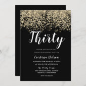 Invitation Parties scintillant d'or Hommes noirs ou femmes 30 (Devant / Derrière)