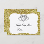Invitation Parties scintillant d'or Infinity Table de coeur C (Devant / Derrière)