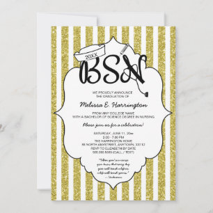 Invitation Parties scintillant d'or Infirmière BSN cérémonie 