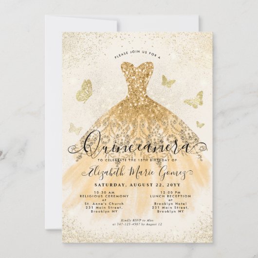 Invitation Parties scintillant d'or jaune clair moderne Gown (Devant)