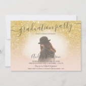 Invitation Parties scintillant d'or jaune rose pâle graduatio (Devant)