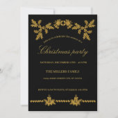 Invitation Parties scintillant d'or Joyeux Noël, Père Noël (Devant)