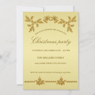 Invitation Parties scintillant d'or Joyeux Noël, Père Noël en