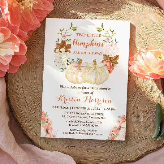 Invitation Parties scintillant d'or Jumeaux Citrouille Baby s