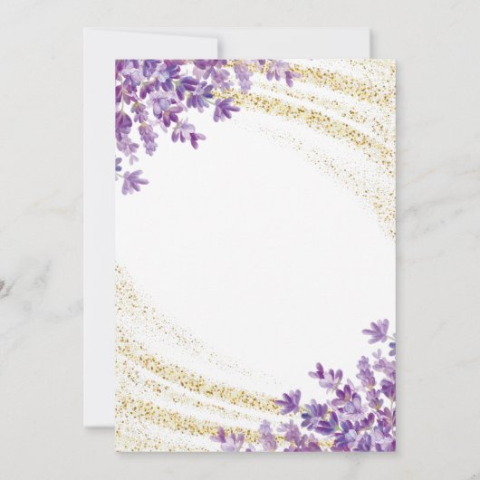 Invitation Parties scintillant d'or Lavender Floral Vingt-dix (Dos)