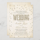 Invitation Parties scintillant d'or Look Confetti Dots Faire- (Devant / Derrière)