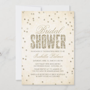Invitation Parties scintillant d'or Look Confetti Dots Fête d