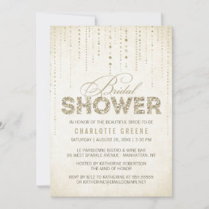 Invitation Parties scintillant d'or Look nuptiale douche Invi