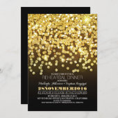 Invitation parties scintillant d'or lumières de chaîne glam r (Devant / Derrière)
