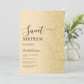 Invitation Parties scintillant d'or luxueuse moderne Jaune Sw (Debout devant)