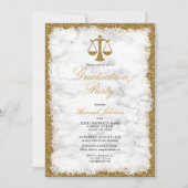 Invitation Parties scintillant d'or Marble Law School Graduat (Devant)