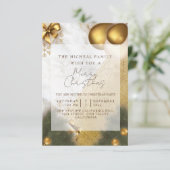 Invitation Parties scintillant d'or marbré Année et Noël Célé (Debout devant)