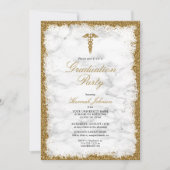 Invitation Parties scintillant d'or Marbre Médicale de l'écol (Devant)