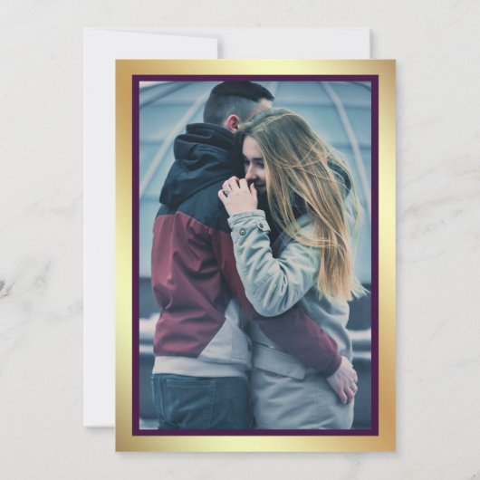 Invitation Parties scintillant d'or Marbre violet Mariage pho (Dos)