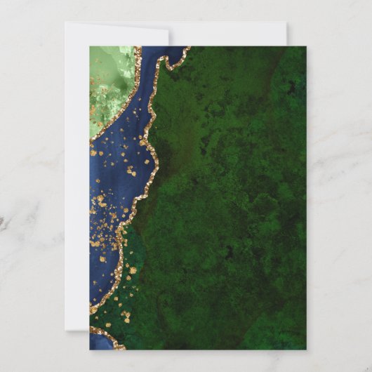 Invitation Parties scintillant d'or Mariage d'âge bleu vert (Dos)