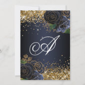 Invitation Parties scintillant d'or Marine Blue Floral Glam S (Dos)