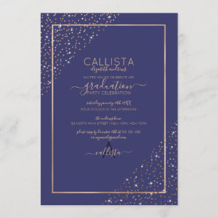 Invitation Parties scintillant d'or Marine Confetti Corners G