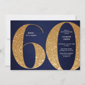 Invitation Parties scintillant d'or marine minimaliste modern (Devant)