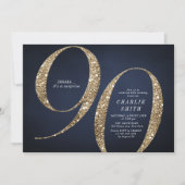 Invitation Parties scintillant d'or marine minimaliste modern (Devant)
