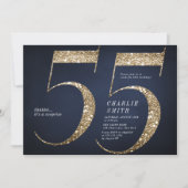 Invitation Parties scintillant d'or marine minimaliste modern (Devant)