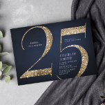 Invitation Parties scintillant d'or marine minimaliste modern<br><div class="desc">L'invitation minimaliste moderne 18ème anniversaire comprend la parties scintillant en faux or élégant numéro 25 et les détails de votre fête en police serif classique sur arrière - plan bleu marine, simple et élégant, grande invitation à l'anniversaire surprise pour les hommes et les femmes. la couleur arrière - plan blanche...</div>