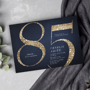 Invitation Parties scintillant d'or marine minimaliste modern