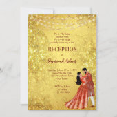 Invitation Parties scintillant d'or maroon danse réception co (Devant)