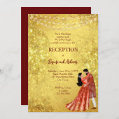 Invitation Parties scintillant d'or maroon danse réception co (Devant / Derrière)