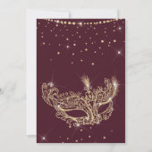 Invitation Parties scintillant d'or mascarade rousse bourgogn (Dos)