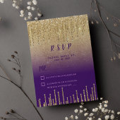 Invitation Parties scintillant d'or mauve ombre script RSVP